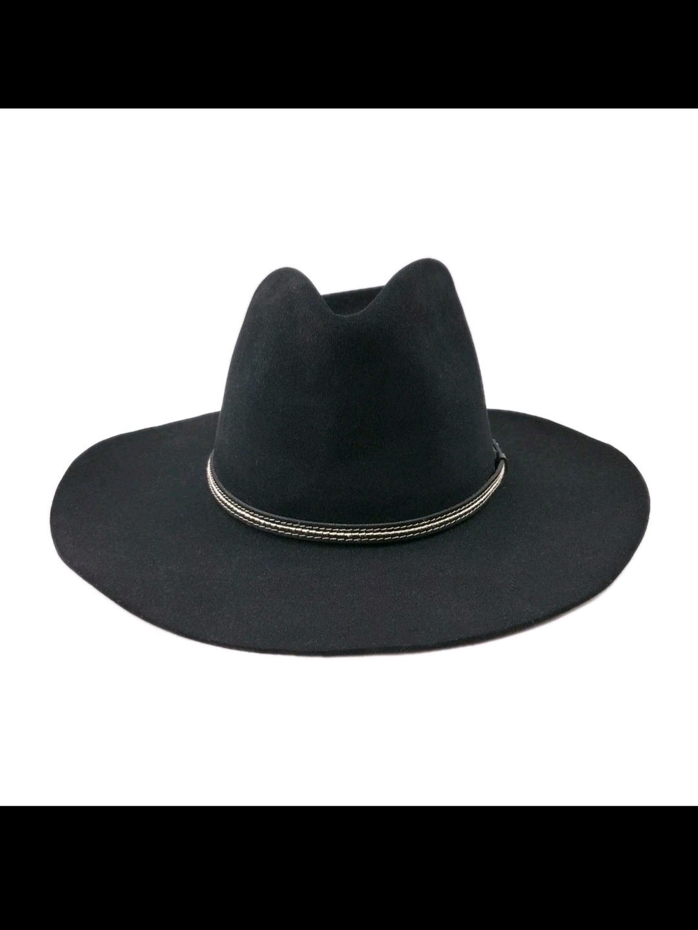 Classic Black Felt Wide-Brim Hat with Braided Band